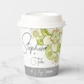 Elegantes grünes Floral Pappbecher (Vorderseite)