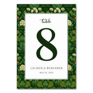Elegantes grünes Floral Tischnummer