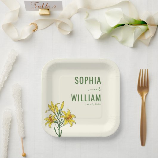 Elegantes grünes Floraldesign Pappteller (Hochzeit)