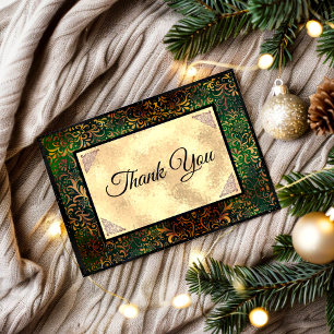 Elegantes grünes florales falsches Gold Weihnachte Dankeskarte
