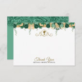 Elegantes grünes, florales Viktorianisches Brautpa Dankeskarte (Vorne/Hinten)