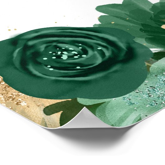 Elegantes grünes, florales Viktorianisches Brautpa Poster (Ecke)