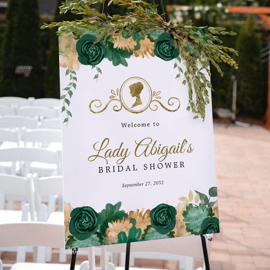 Elegantes grünes, florales Viktorianisches Brautpa Poster