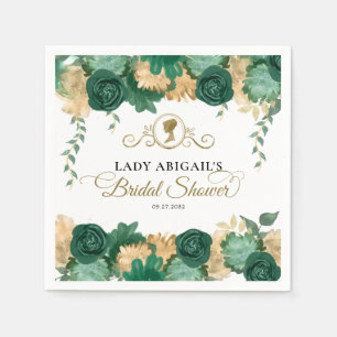 Elegantes grünes, florales Viktorianisches Brautpa Serviette