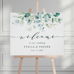 Elegantes Grünes Foliage Begrüßungszeichen Poster