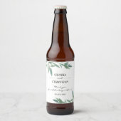 Elegantes grünes Foliage Wedding Beer Flasche Labe Bierflaschenetikett (Vorderseite)
