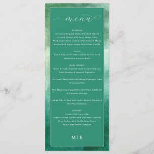Elegantes grünes formelles Hochzeitsmenü Menükarte