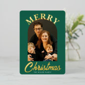 Elegantes grünes Foto Folien Feiertagskarte (Stehend vorne)