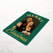 Elegantes grünes Foto Folien Feiertagskarte (Gedreht)