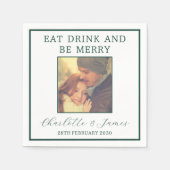 Elegantes grünes Foto für Hochzeiten Serviette (Vorderseite)