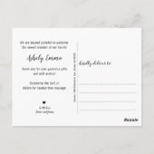 Elegantes grünes Foto Geburtshinweis Postkarte (Rückseite)