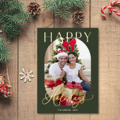 Elegantes grünes Foto Gold Folien Feiertagskarte