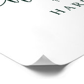 Elegantes grünes Foto Hochzeit Willkommen Poster (Ecke)