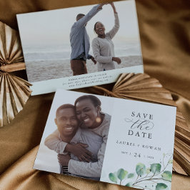 Elegantes Grünes Foto Save the Date