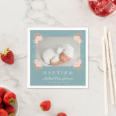 Elegantes grünes Foto Taufe Serviette (Beispiel)
