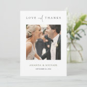 Elegantes grünes Foto Vielen Dank für Ihre Hochzei Dankeskarte (Stehend Vorderseite)