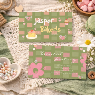 Elegantes grünes Gänseblümchen-Bäckerei-Chic Visitenkarte