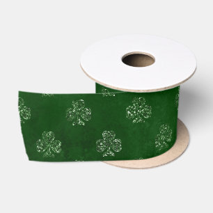 Elegantes grünes Glitter-Kleeblatt-Muster Satinband