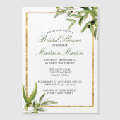 Elegantes grünes Gold Botanisches Brautparty Magneteinladung (Vorderseite)