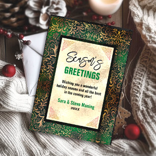 Elegantes grünes Gold mit Blumen Weihnachten im ne