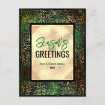 Elegantes grünes Gold mit Blumen Weihnachten im ne