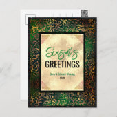 Elegantes grünes Gold mit Blumen Weihnachten im ne Postkarte (Vorne/Hinten)