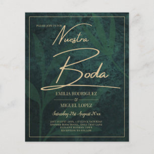 Elegantes grünes Gold Spanisches BODA QR-Code RSVP Flyer