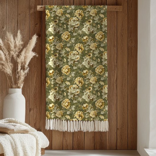 Elegantes grünes goldenes Wurf Botanical Chic Akze Fleecedecke