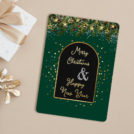 Elegantes grünes Goldfolien-Weihnachten Neujahr  Folien Feiertagskarte