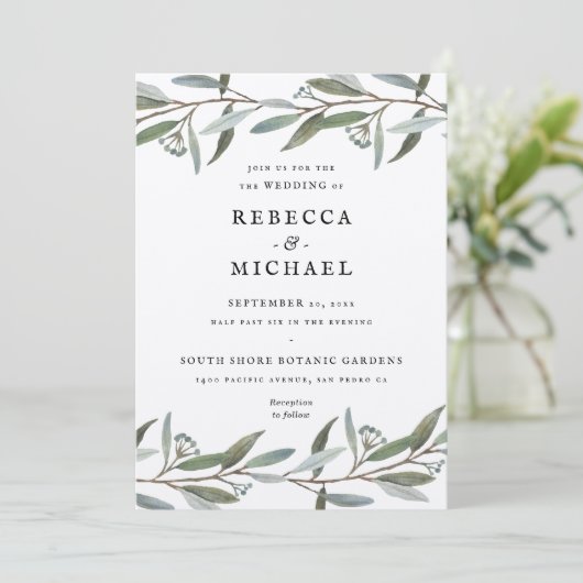 Elegantes Grünes Hochzeitspapier (Stehend Vorderseite)