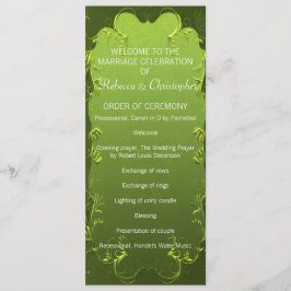 Elegantes Grünes Hochzeitsprogramm Programm