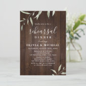 Elegantes grünes Holz rustikale Probe Abendessen Einladung (Stehend Vorderseite)