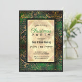 Elegantes grünes Imitat Gold Weihnachten Einladung (Stehend Vorderseite)