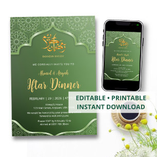 Elegantes grünes islamisches geometrisches Muster  Einladung