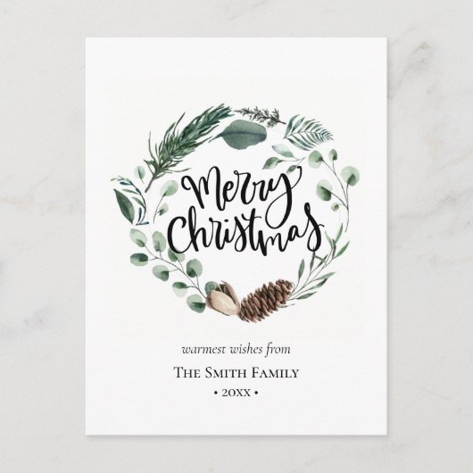 Elegantes grünes Kiefernwald Wasserfarbe Postkarte (Vorderseite)