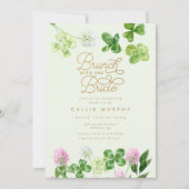 Elegantes grünes Kleeblatt Brautparty Brunch Einladung (Vorderseite)