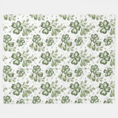 Elegantes Grünes Kleeblatt-Muster Fleecedecke (Vorderseite (Horizontal))