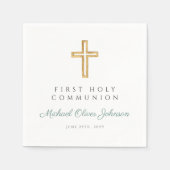 Elegantes Grünes Kreuz Erste Kommune Serviette (Vorderseite)