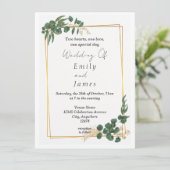 Elegantes grünes Leaf-Hochzeitsempfang Einladung (Stehend Vorderseite)