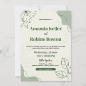 Elegantes grünes Leaf Minimalistische Einladung zu (Vorderseite)