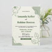 Elegantes grünes Leaf Minimalistische Einladung zu (Stehend Vorderseite)