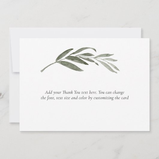 Elegantes grünes Leaf Moderne Hochzeit Dankeskarte (Rückseite)