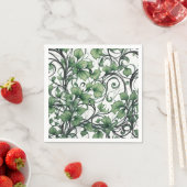 Elegantes grünes Leaf- und Weinmuster Serviette (Beispiel)