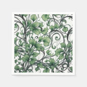 Elegantes grünes Leaf- und Weinmuster Serviette (Vorderseite)