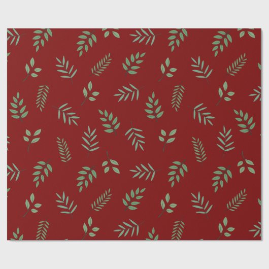 Elegantes grünes Leaf-Wrapping Paper über Deep Red Geschenkpapier (Flach)