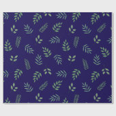 Elegantes grünes Leaf-Wrapping Paper über Dunkelbl Geschenkpapier (Flach)