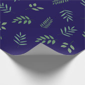 Elegantes grünes Leaf-Wrapping Paper über Dunkelbl Geschenkpapier (Ecke)