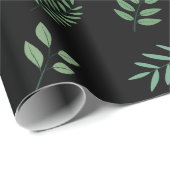 Elegantes grünes Leaf-Wrapping Paper über Schwarz Geschenkpapier (Rolleneckpunkt)