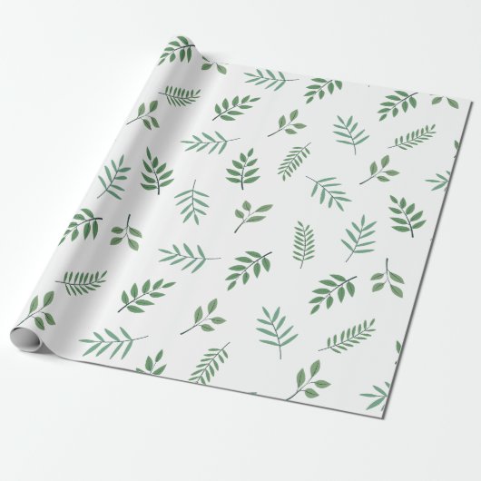 Elegantes grünes Leaf-Wrapping Paper zu White Geschenkpapier (Ungerollt)