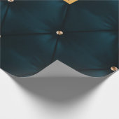 Elegantes grünes Leder, Diamanten, Monogramm Geschenkpapier (Ecke)